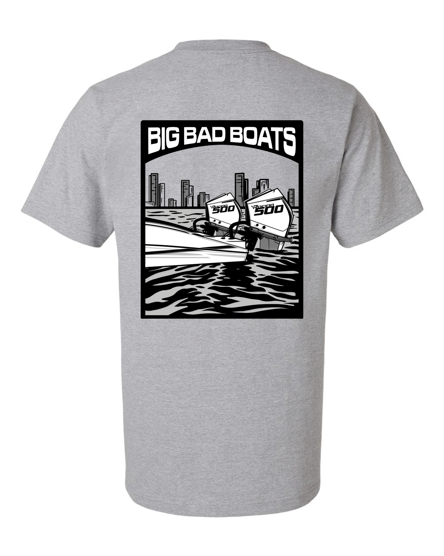 Heavy Weight Cat Engine Logo T Shirt - Grey/B&W