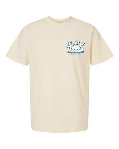 Heavy Weight Cat Engine Logo T Shirt - Natural/Blue